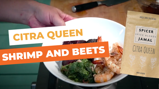 Citra Queen on Beets with Shrimp and Chard